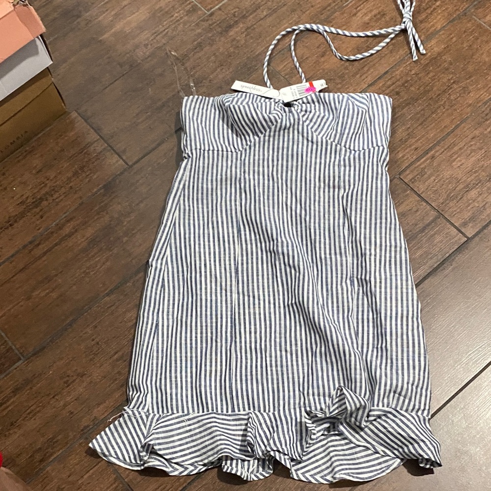 Speechless Navy and White Striped Mini Dress